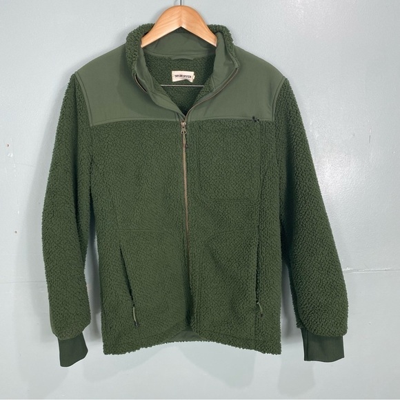 Taylor Stitch Trucker Sherpa Fleece Jacket Green Full Zip Sz‎ 38 - Picture 1 of 7